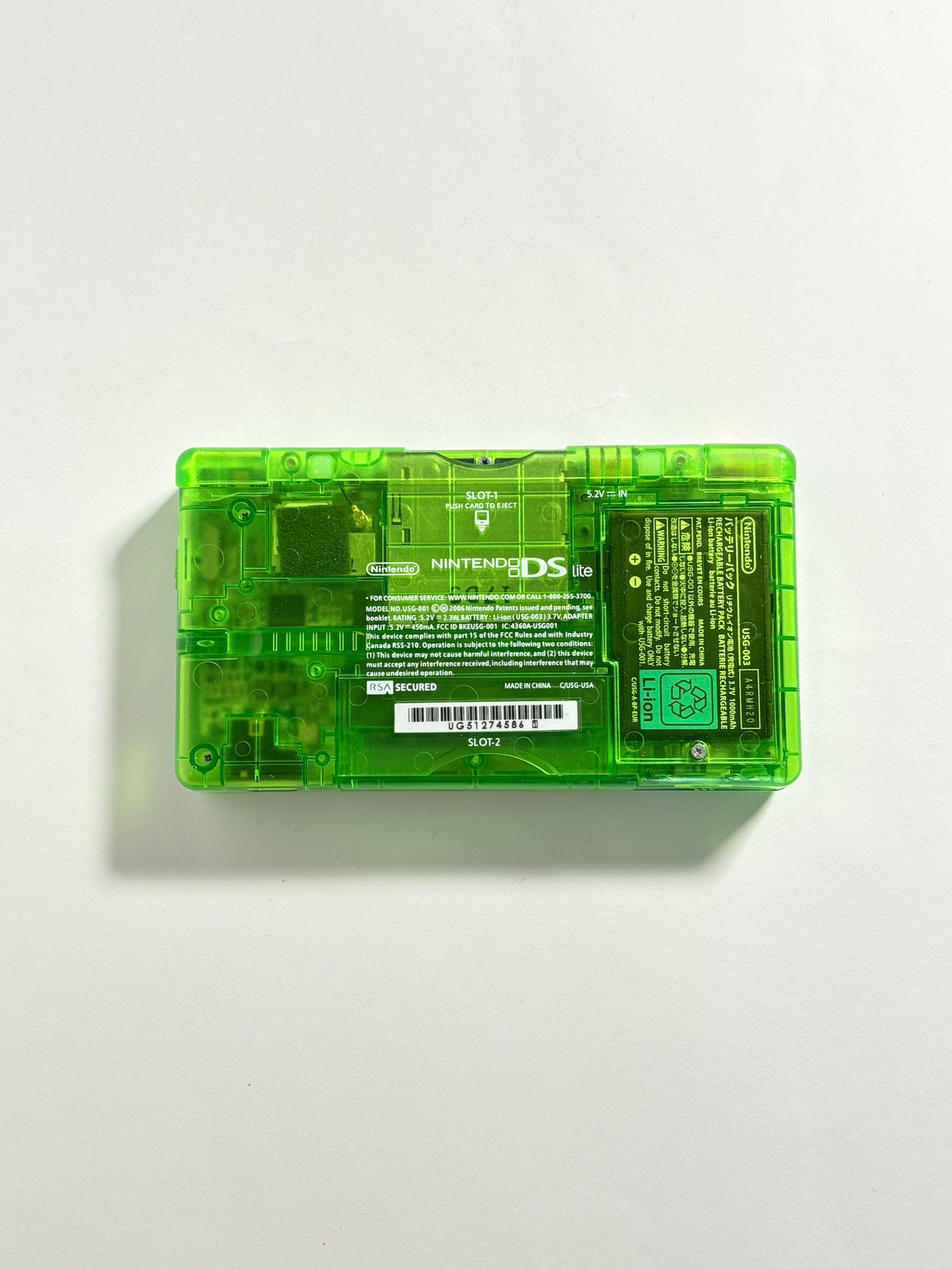 Nintendo DS Lite - Transparent Lime Green